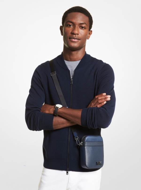 Panske Crossbody Kabelka Michael Kors Hudson Color-Block Leather Smartphone Námornícka Modrá - Tasky Michael Kors Sleva | QPVEU-4528